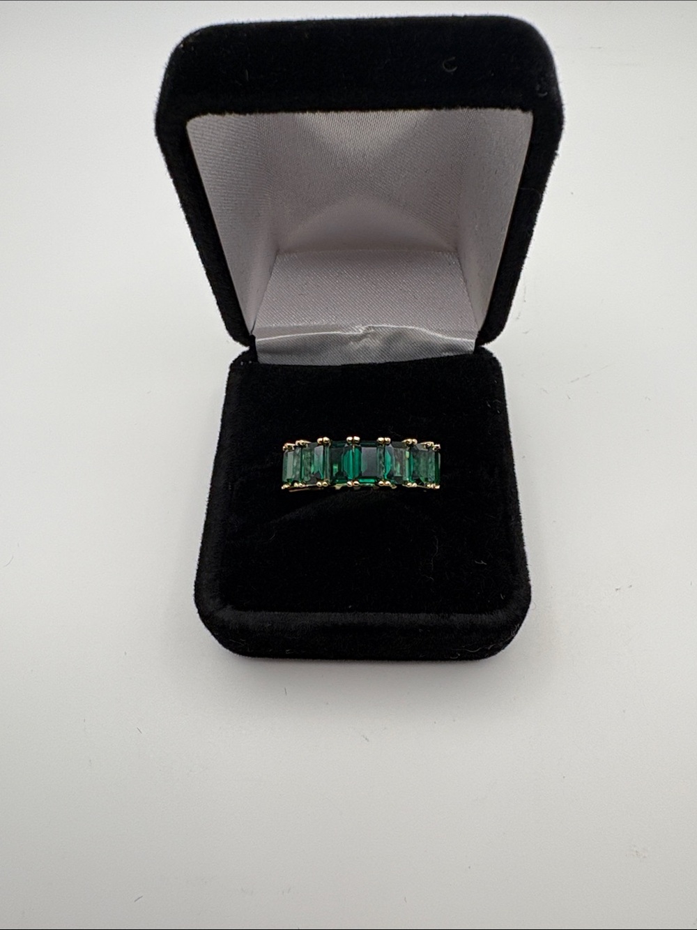 Green Emerald-Style Bar Ring - Women Jewelry YGL 925 CN